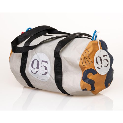 95 Upcycled Duffel bag - Small - white and Orange
