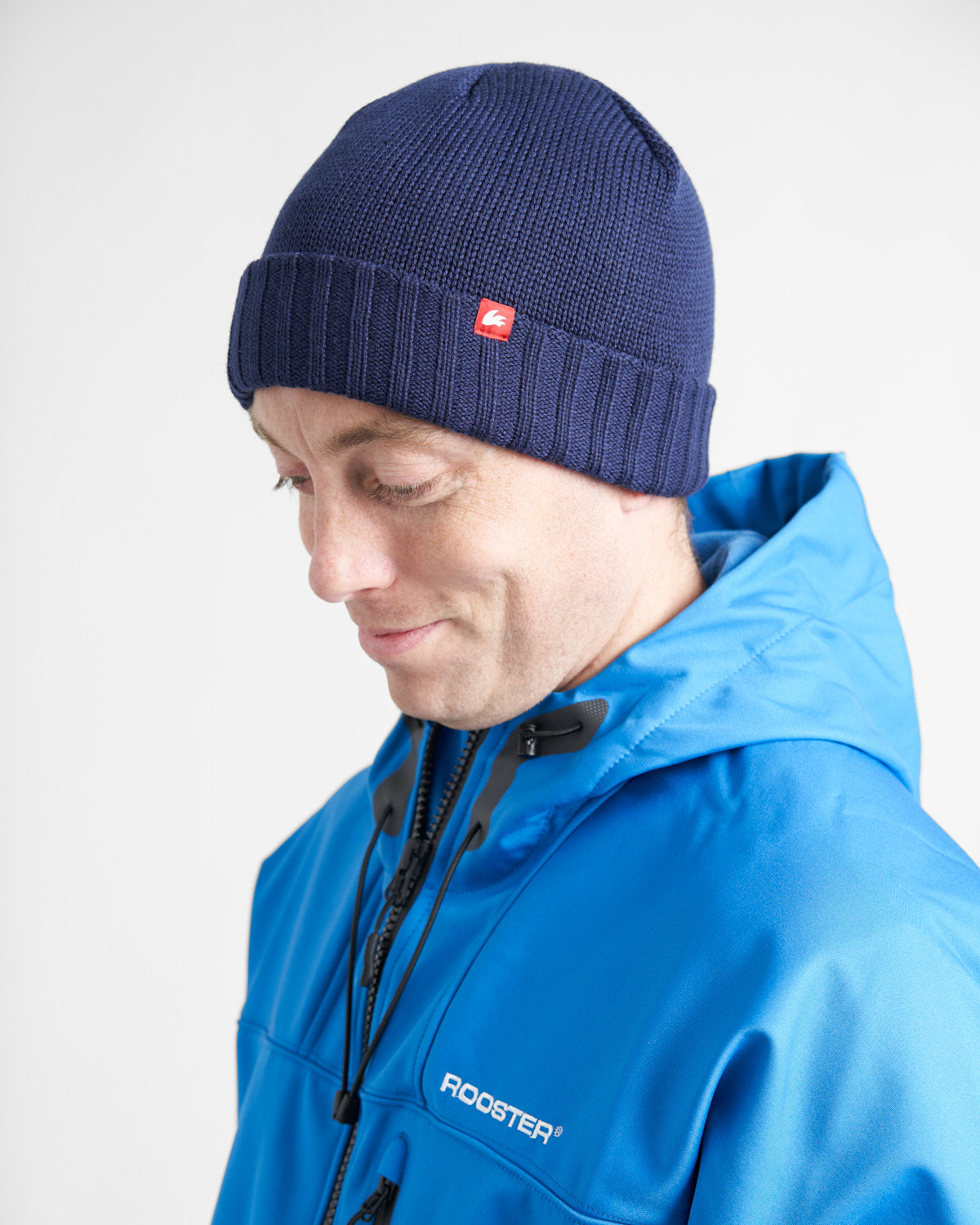 Rooster Merino Wool Fisherman's Beanie - Navy - One Size