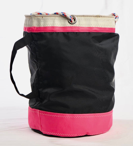 95 Upcycled Spinnaker bag - Medium - black and pink