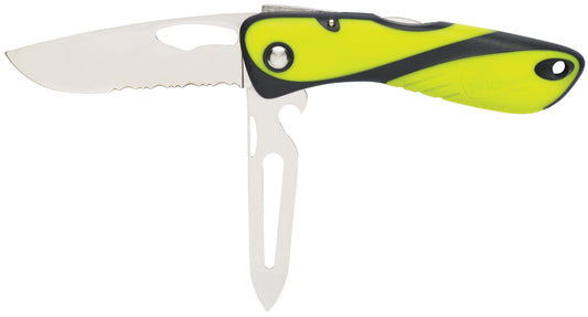 Wichard Offshore Knife - Serrated Blade & Shackler / Spike - Fluoro